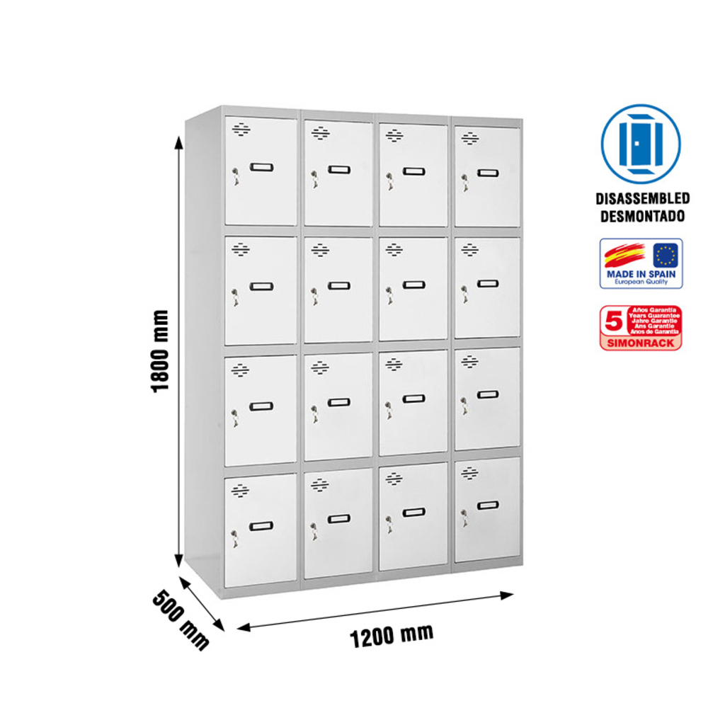 Vestiaire métallique 1800x1200x500 - Gris/Bleu - SIMON RACK - 8425437130854
