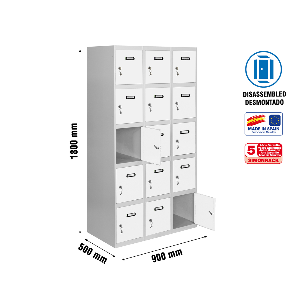 Vestiaire métallique 1800x900x500 - Gris/Bleu - SIMON RACK - 8425437130878