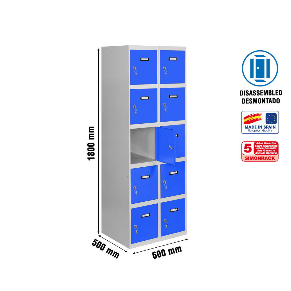 Vestiaire métallique 1800x600x500 - Gris/Bleu - SIMON RACK - 8425437134012