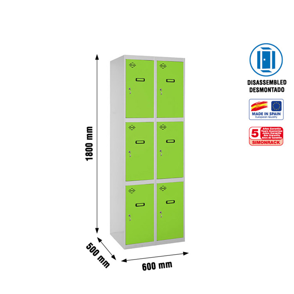 Vestiaire métallique 1800x600x500 - Gris/Vert - SIMON RACK - 8425437134258