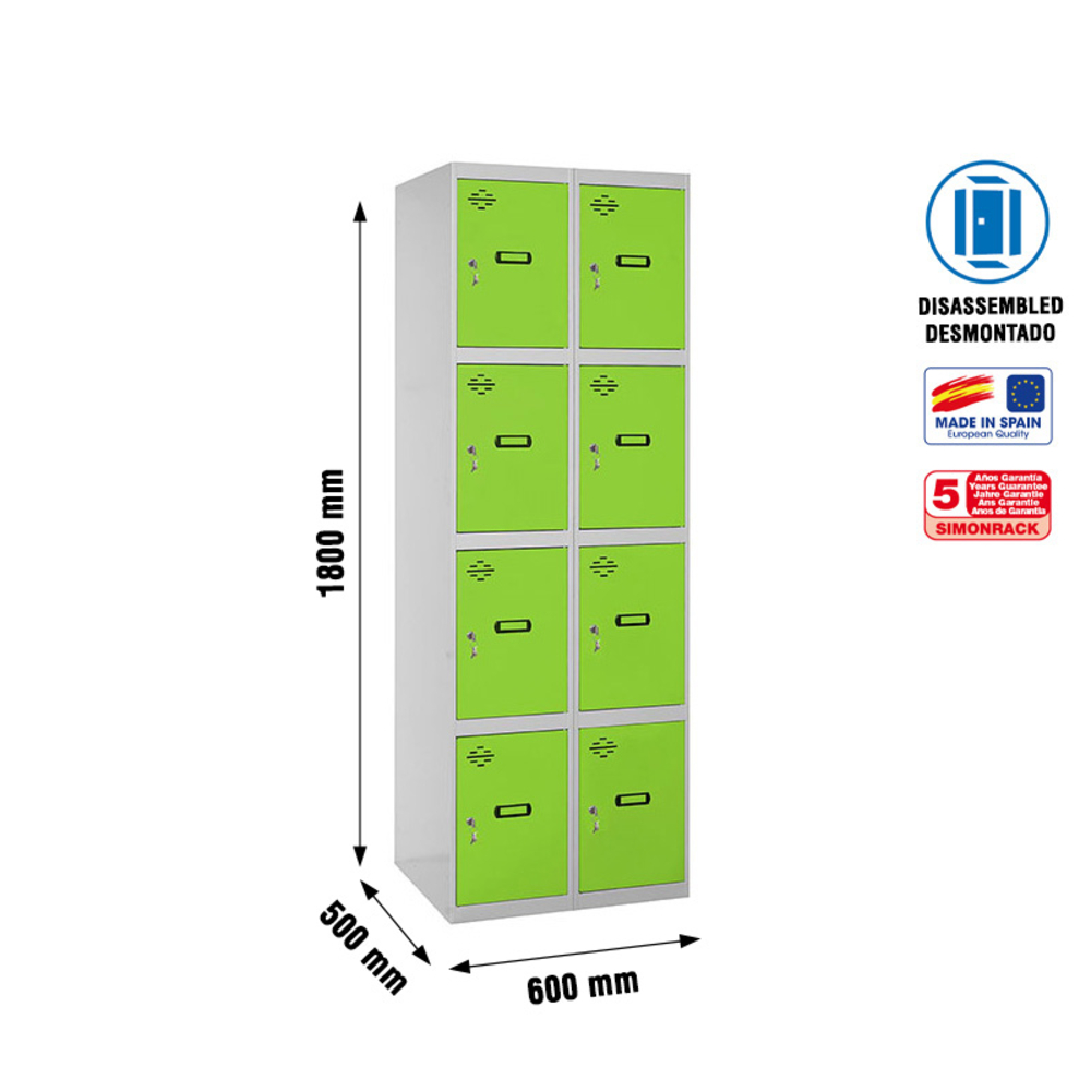 Vestiaire métallique 1800x600x500 - Gris/Vert - SIMON RACK - 8425437134289