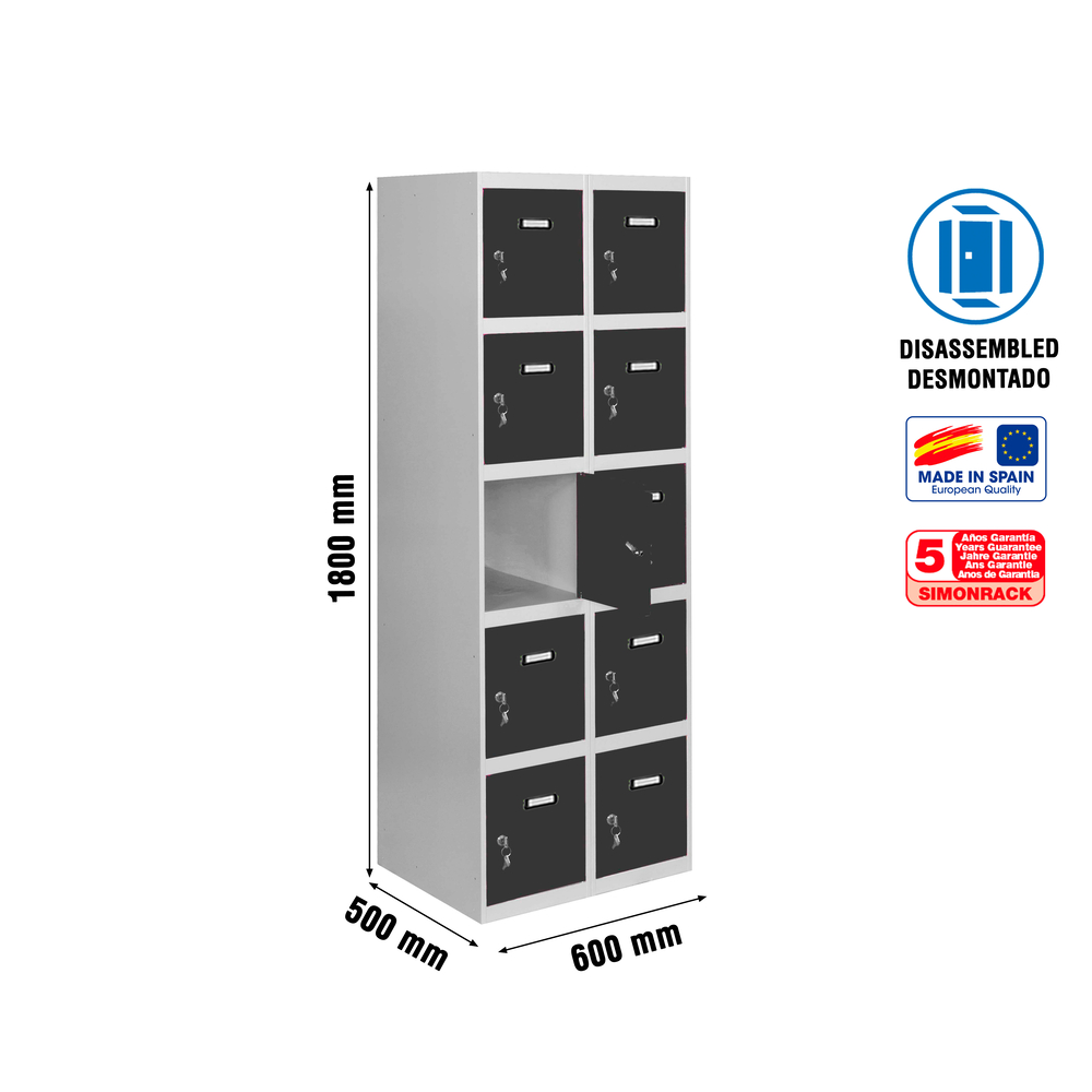 Vestiaire métallique 1800x600x500 - Gris/Anthracite - SIMON RACK - 8425437134913