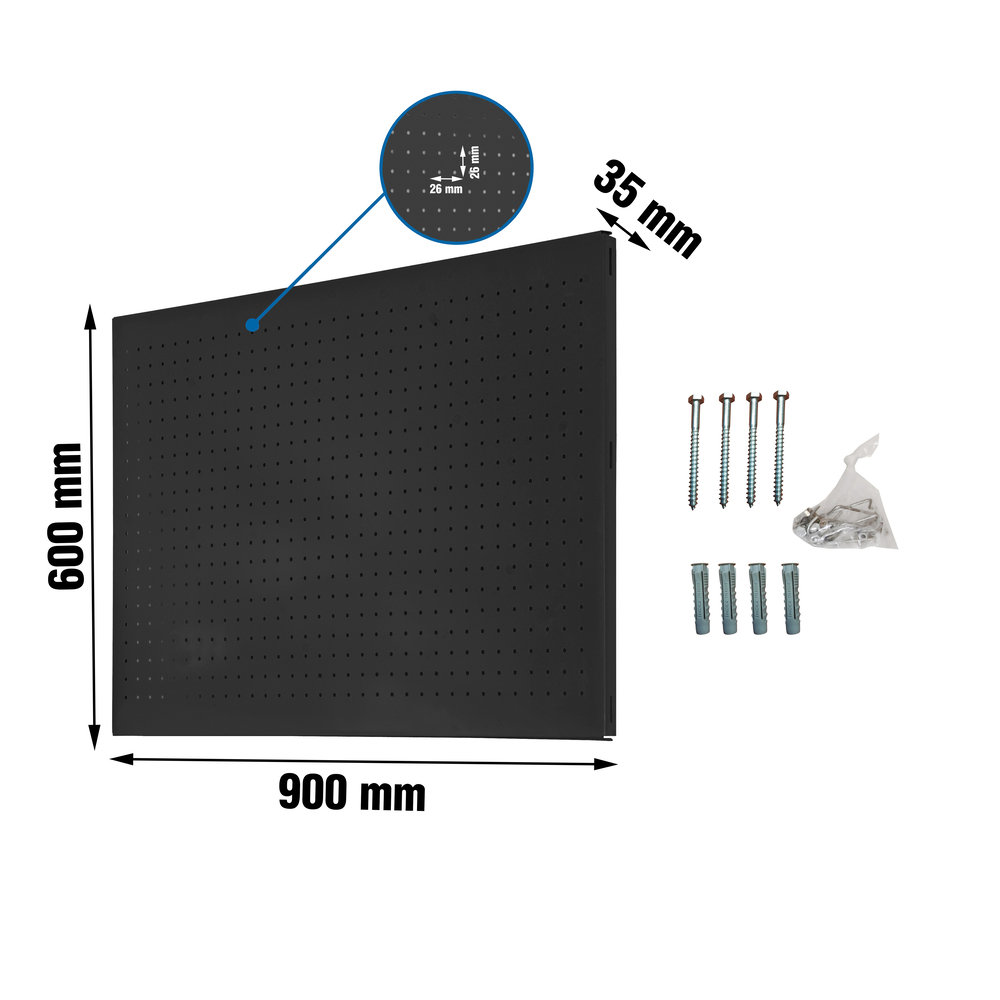 Panneau perforé pour rangement  - 600x900x35 -  Anthracite - SIMON RACK - 8425437138805