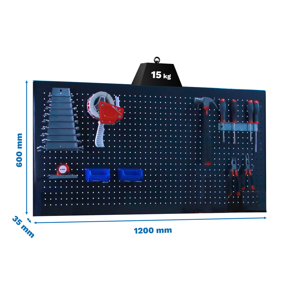 Panneau perforé pour rangement  - 600x1200x35 -  Anthracite - SIMON RACK - 8425437138829