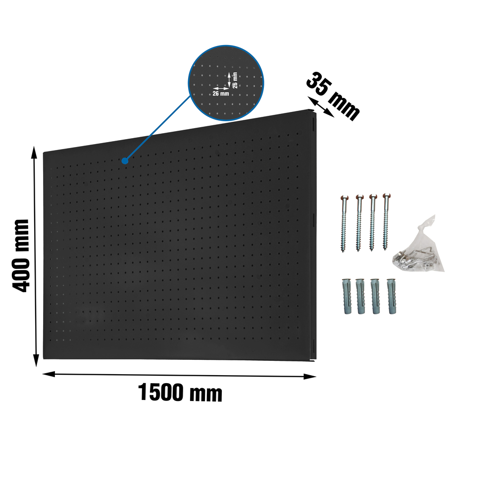 Panneau perforé pour rangement  - 400x1500x35 -  Anthracite - SIMON RACK - 8425437138836