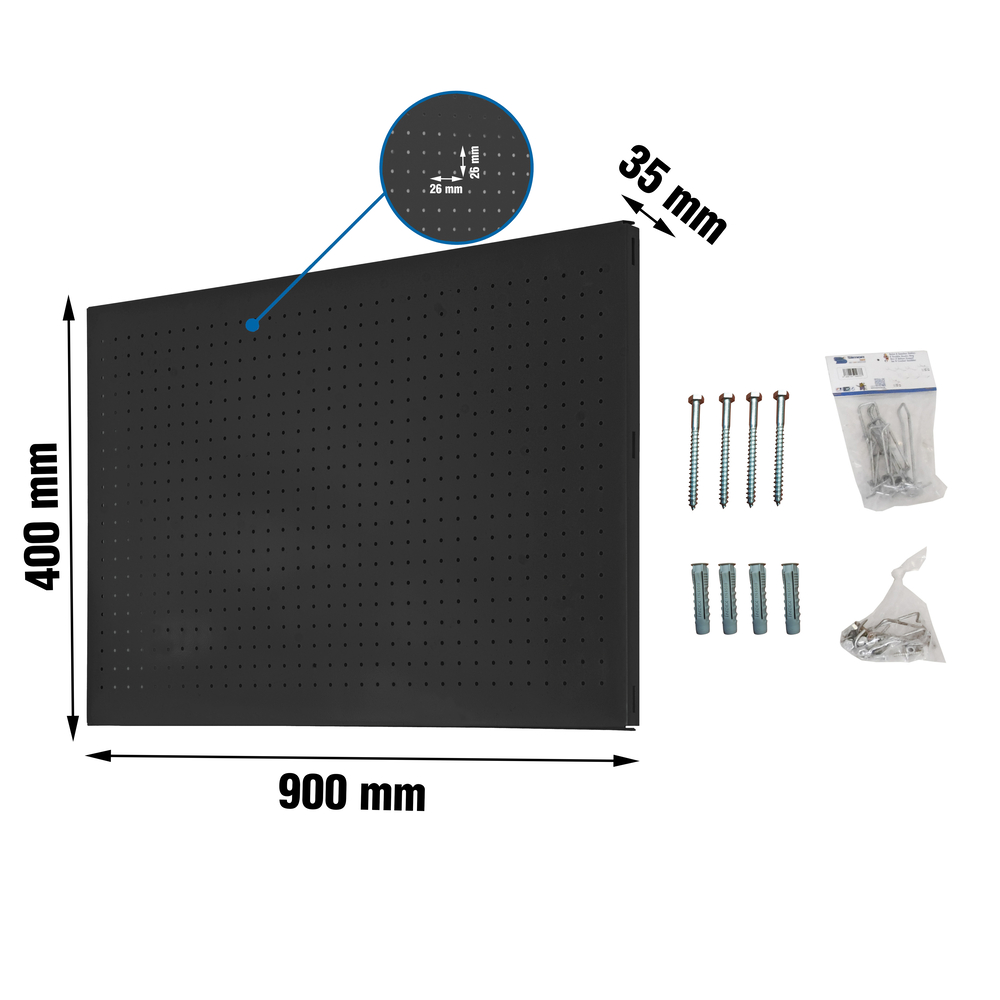 Panneau perforé pour rangement  - 400x900x35 -  Anthracite - SIMON RACK - 8425437138850