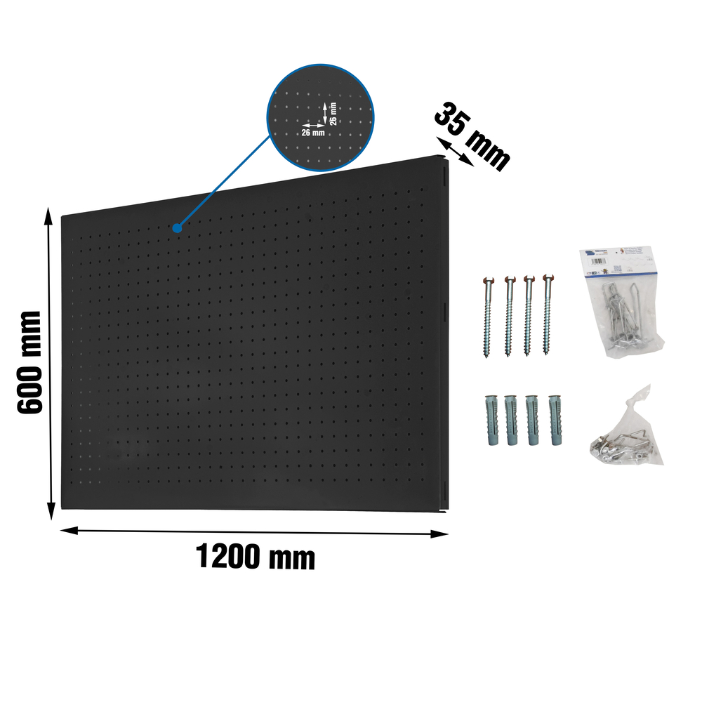 Panneau perforé pour rangement  - 600x1200x35 -  Anthracite - SIMON RACK - 8425437138911