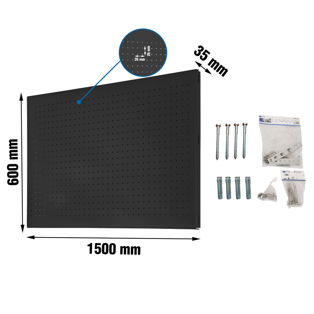 Panneau perforé pour rangement  - 600x1500x35 -  Anthracite - SIMON RACK - 8425437138980
