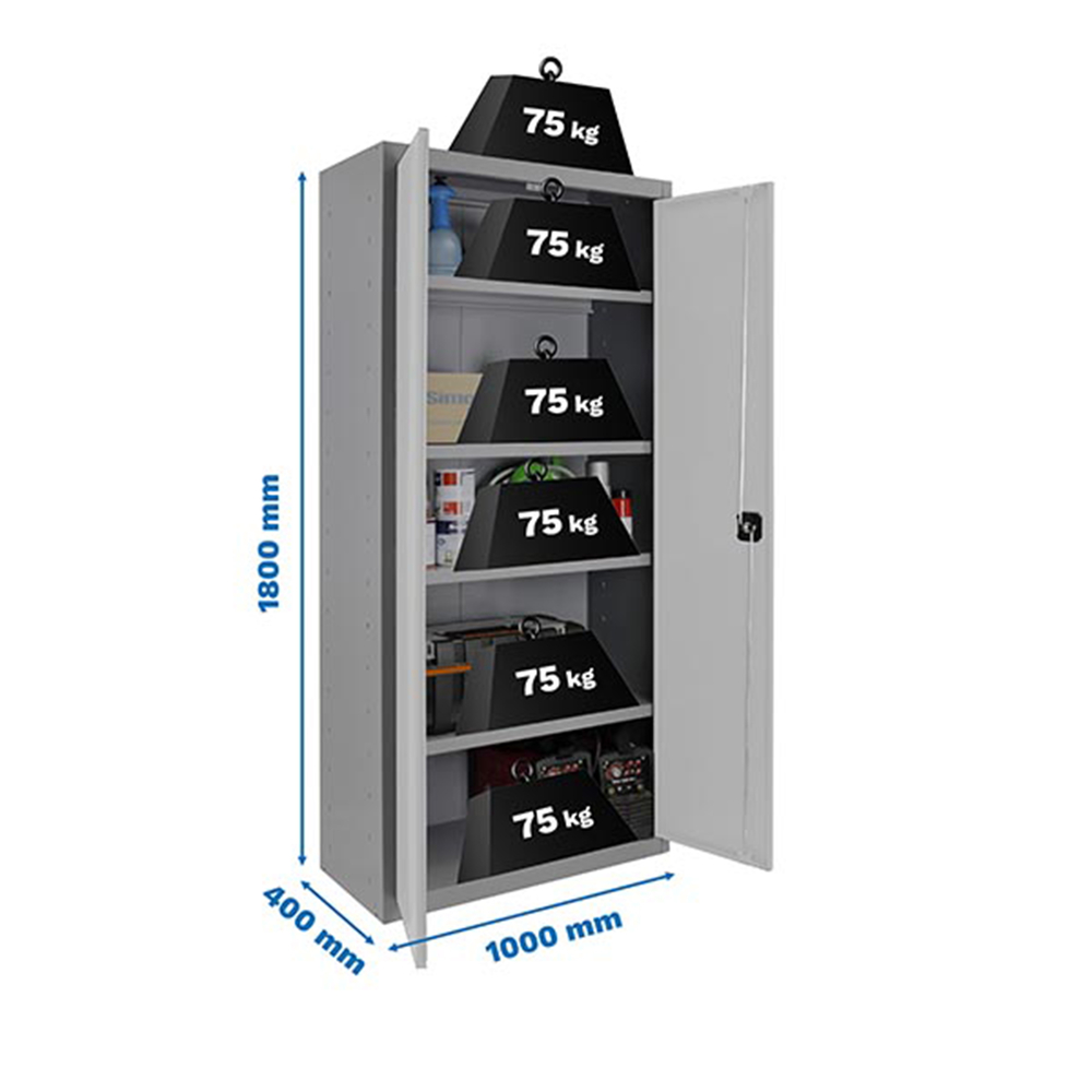 Vestiaire métallique 1800x1000x400 - 4 niveaux Gris/Blanc - SIMON RACK - 8425437142604