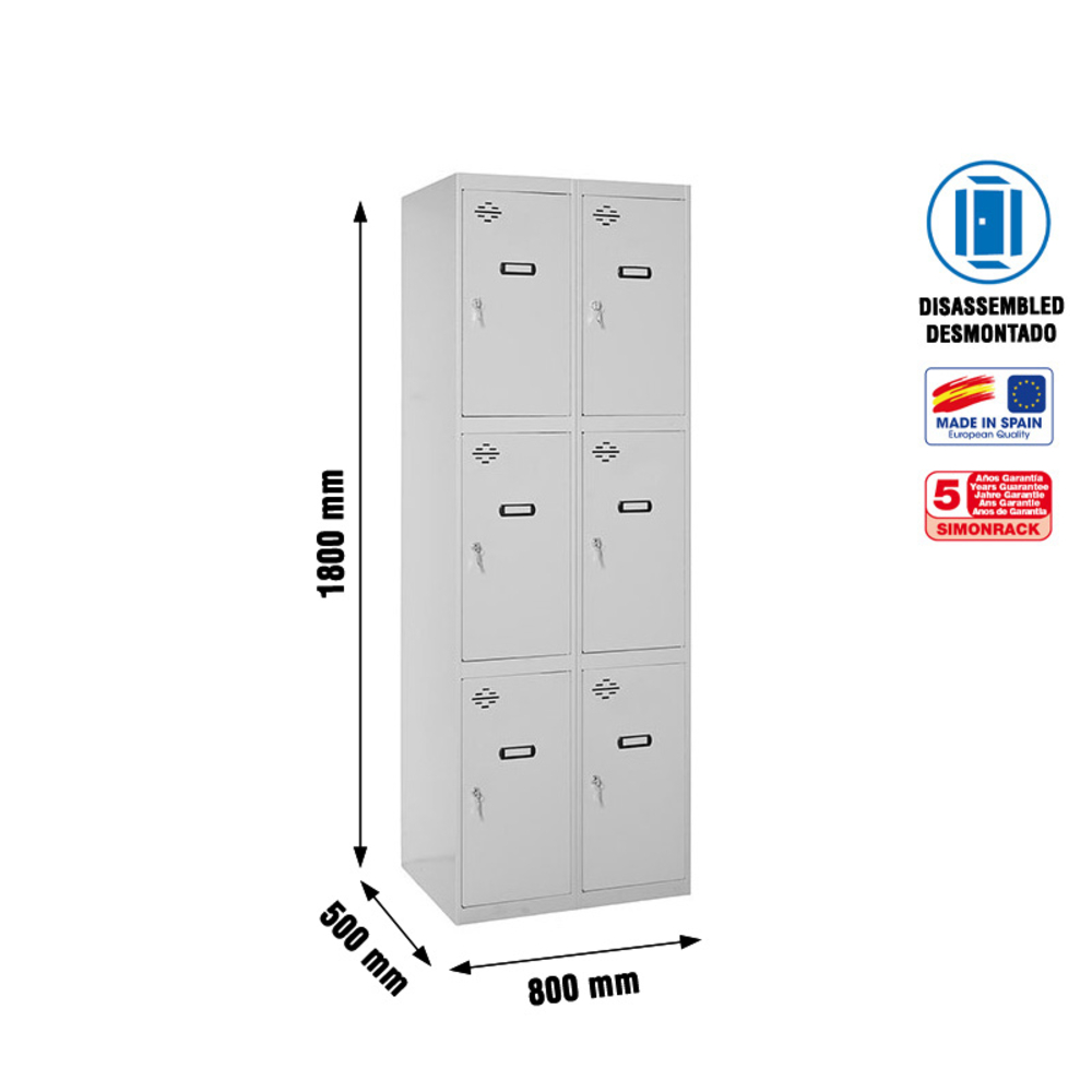 Vestiaire métallique 1800x800x500 - Gris - SIMON RACK - 8425437148309
