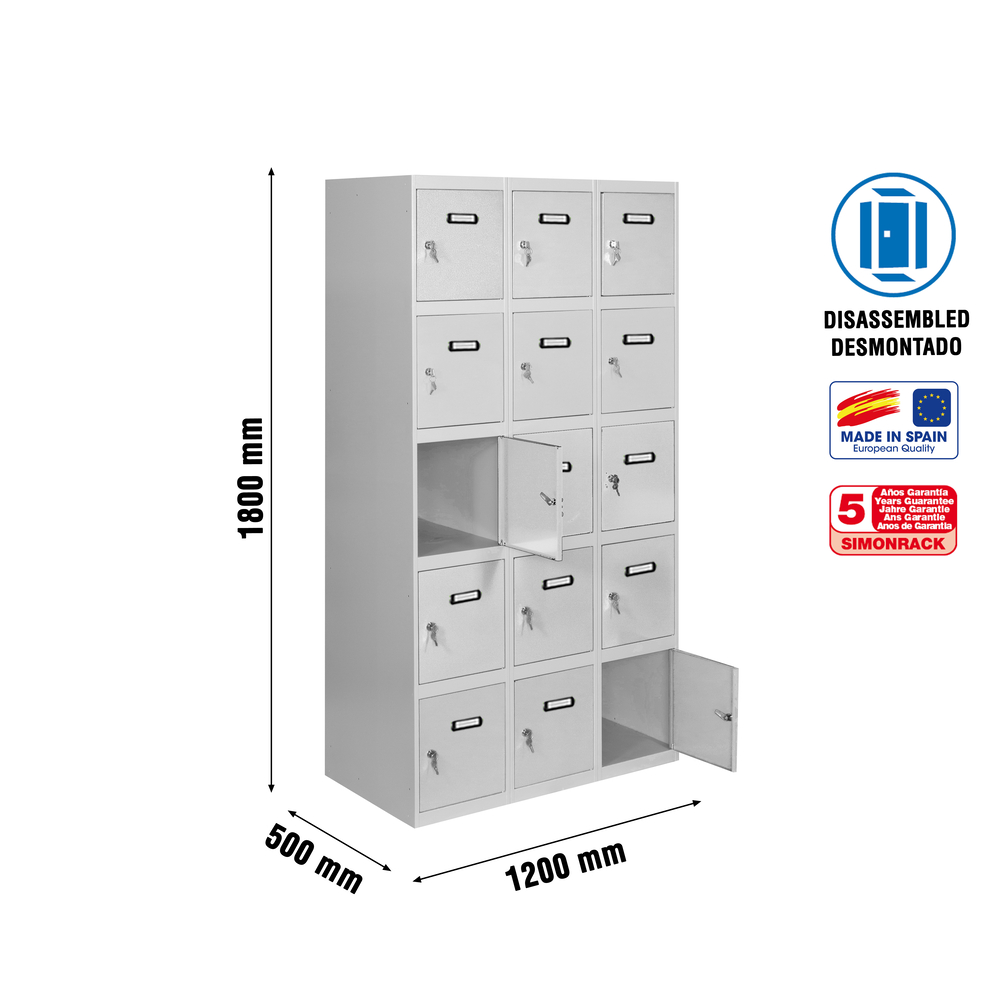 Vestiaire métallique 1800x1200x500 - Gris - SIMON RACK - 8425437148378