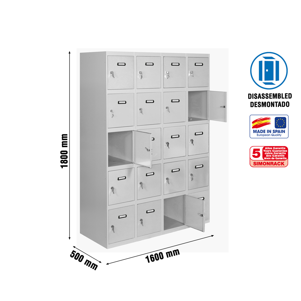 Vestiaire métallique 1800x1600x500 - Gris - SIMON RACK - 8425437148385