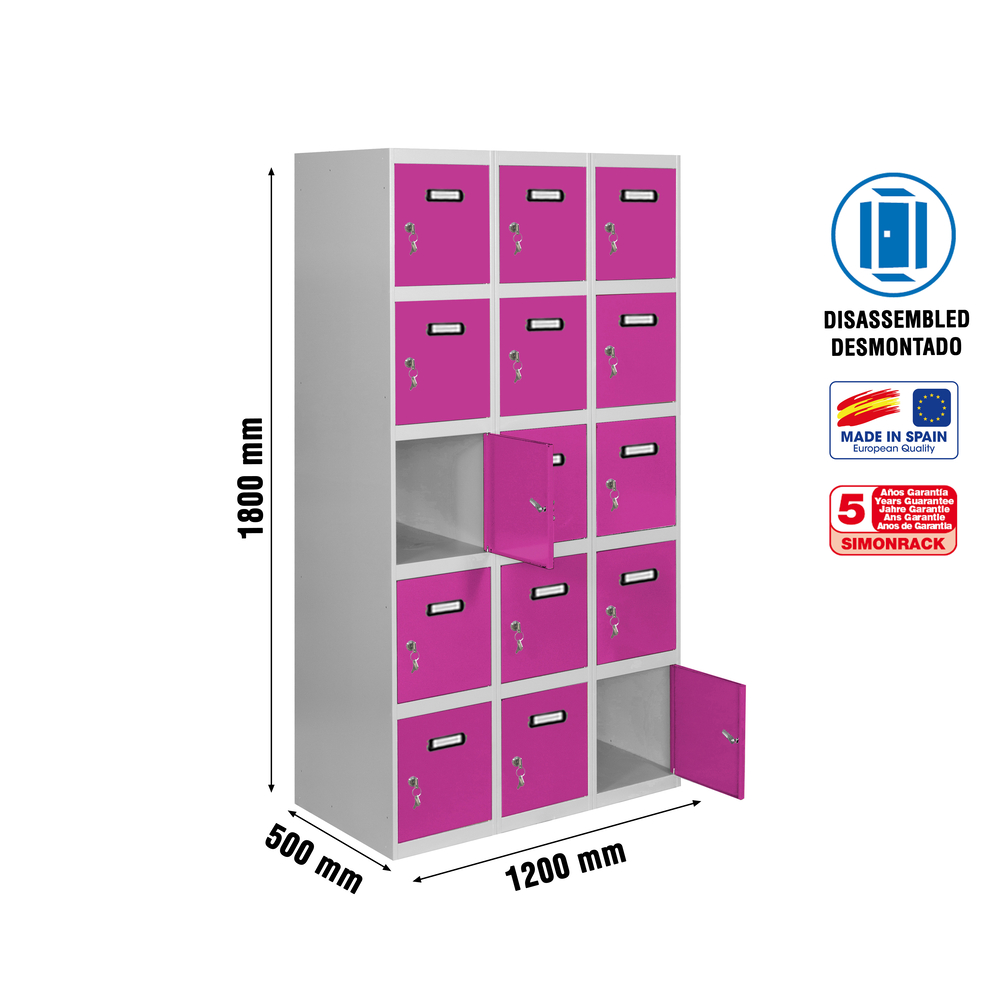 Vestiaire métallique 1800x1200x500 - Gris/Rose - SIMON RACK - 8425437148460