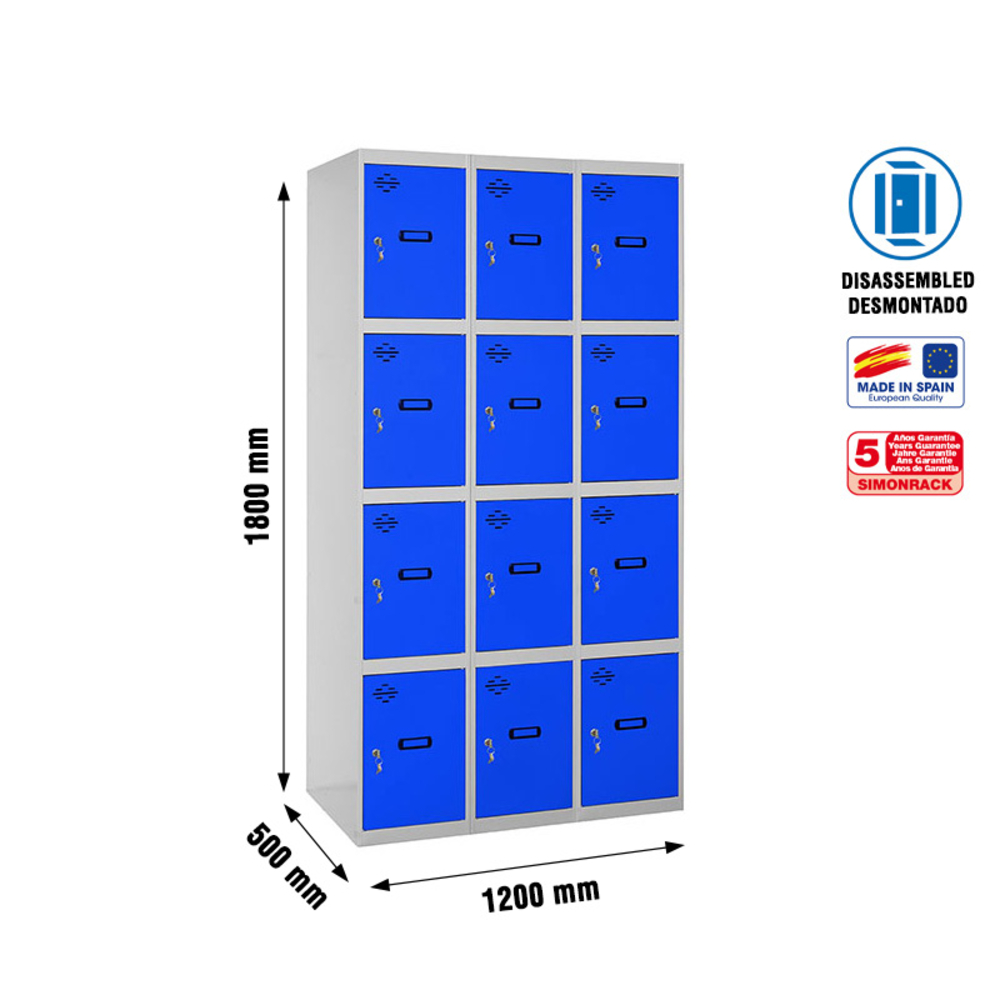 Vestiaire métallique 1800x1200x500 - Gris/Bleu - SIMON RACK - 8425437148521
