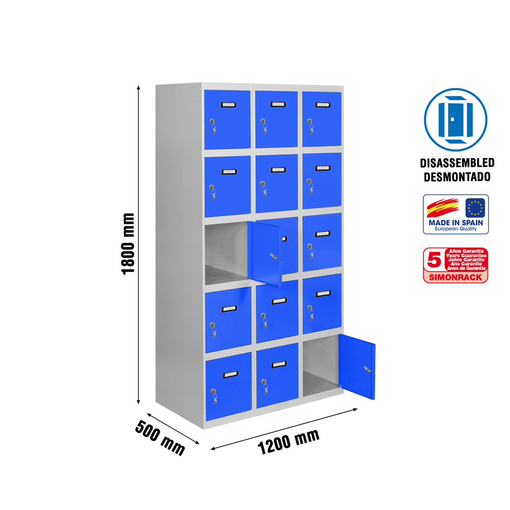 Vestiaire métallique 1800x1200x500 - Gris/Bleu - SIMON RACK - 8425437148552