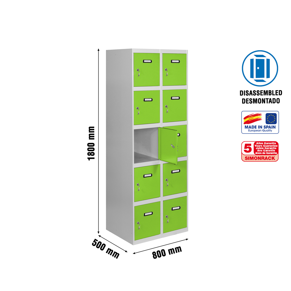 Vestiaire métallique 1800x800x500 - Gris/Vert - SIMON RACK - 8425437148729