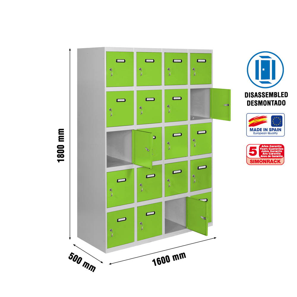 Vestiaire métallique 1800x1600x500 - Gris/Vert - SIMON RACK - 8425437148743