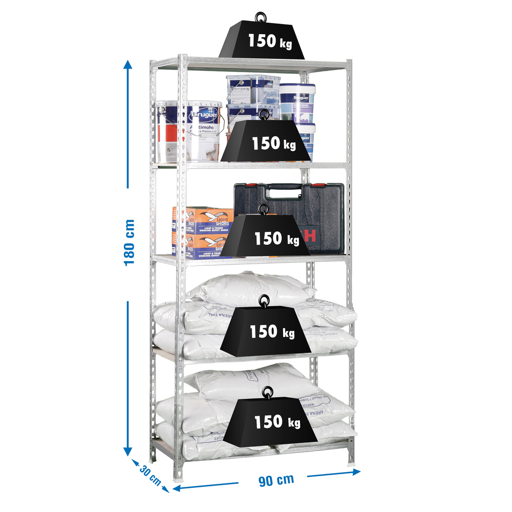 Rayonnage bois-métal léger sans vis 1800x900x300 - 5 niveaux Bois - SIMON RACK - 8435104910757