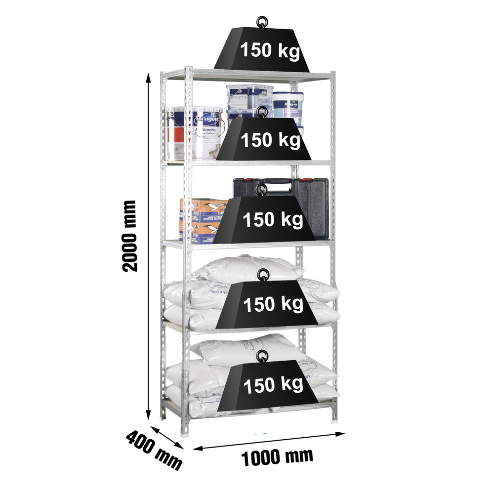 Rayonnage bois-métal léger sans vis 2000x1000x400 - 5 niveaux Bois - SIMON RACK - 8435104910788