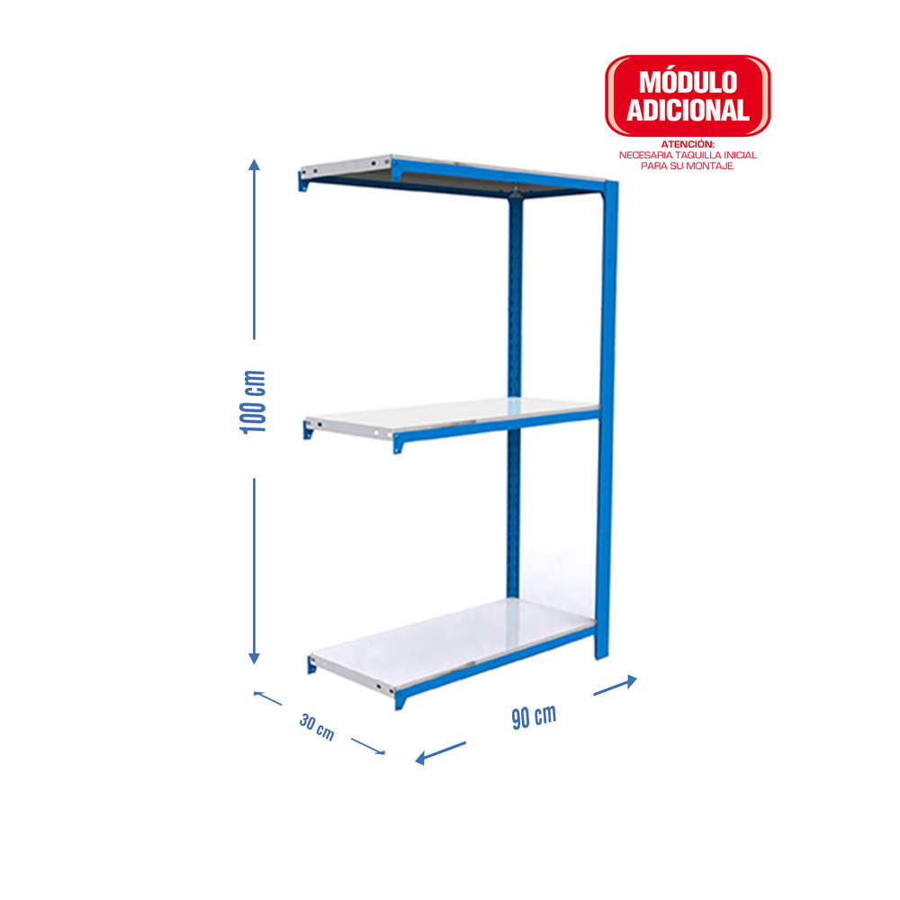 Rayonnage de bureau charge légère sans vis 1000x900x300 - 3 niveaux Bleu/Blanc - SIMON RACK - 8435104916759