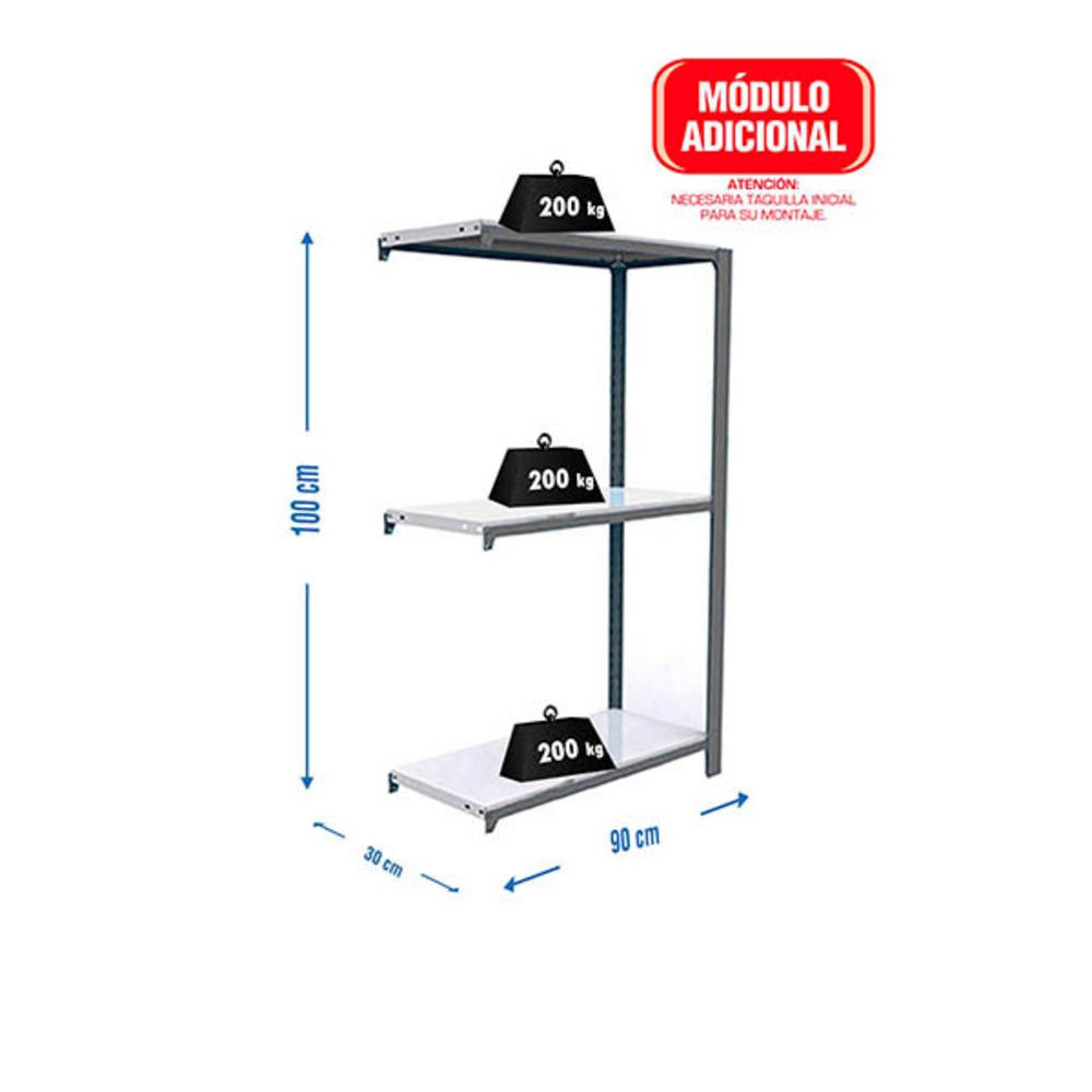 Rayonnage de bureau charge légère sans vis 1000x900x300 - 3 niveaux Gris/Blanc - SIMON RACK - 8435104916773