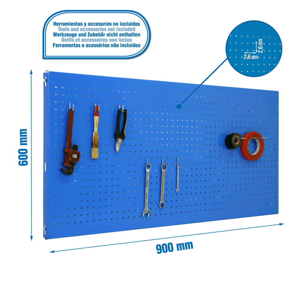Panneau perforé pour rangement  - 600x900x35 -  Bleu - SIMON RACK - 8435104918432