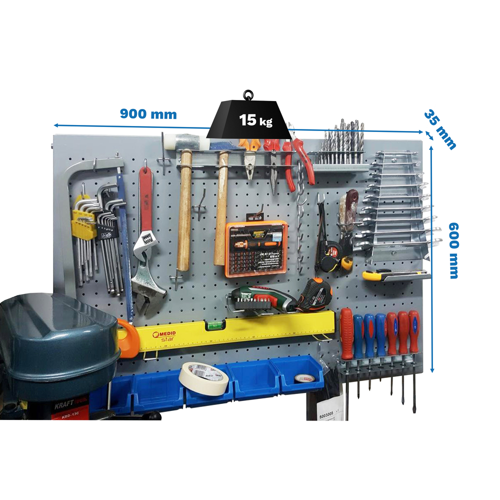 Kit établi mobile Bricolage - 600x900x35 - 1 niveau Gris - SIMON RACK - 8435104919958