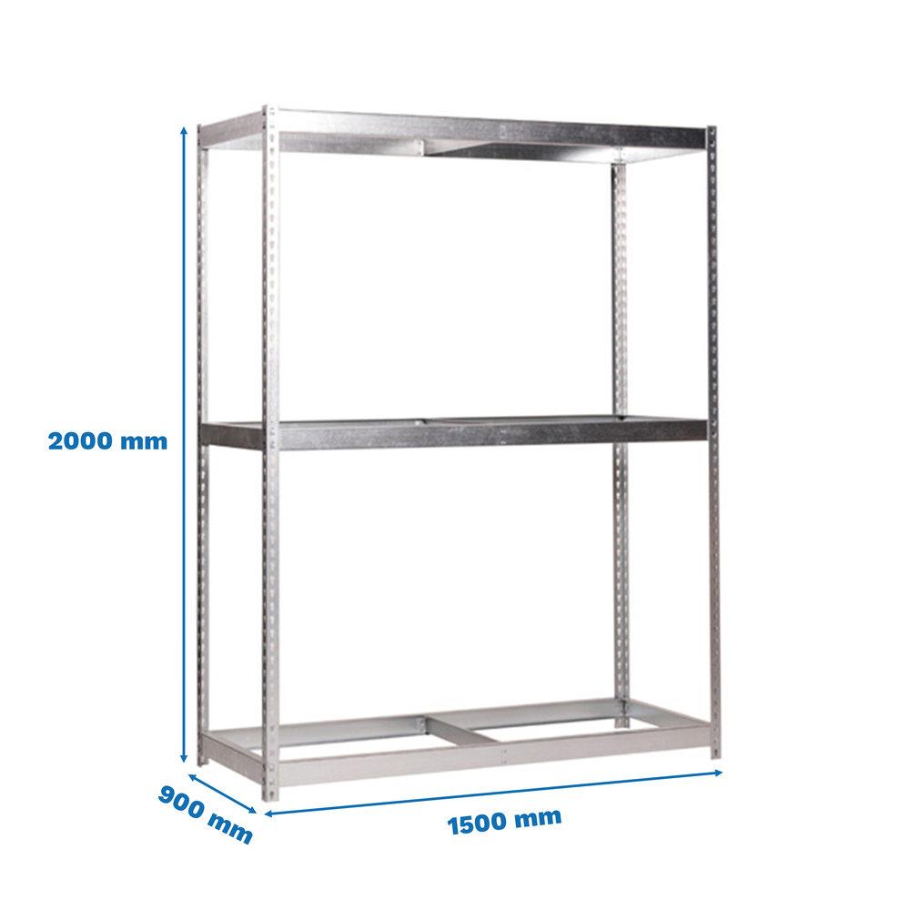 Étagère charge moyenne 500 à 600kg - 2000x1500x900 - 3 niveaux Galvanisé - SIMON RACK - 8435104924983