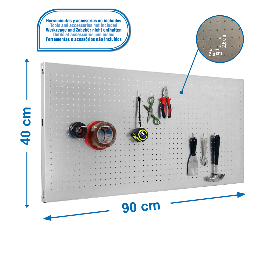 Panneau perforé pour rangement  - 400x900x35 -  Galvanisé - SIMON RACK - 8435104927403