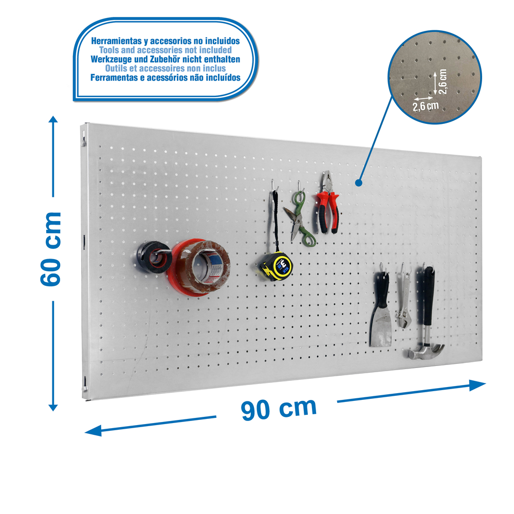 Panneau perforé pour rangement  - 600x900x35 -  Galvanisé - SIMON RACK - 8435104927427