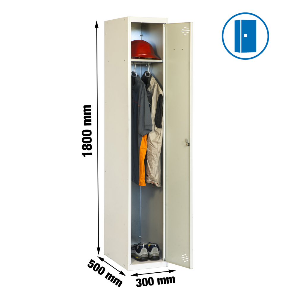 Vestiaire métallique monté 1800x300x500 - 1 niveau Gris - SIMON RACK - 8435104934982
