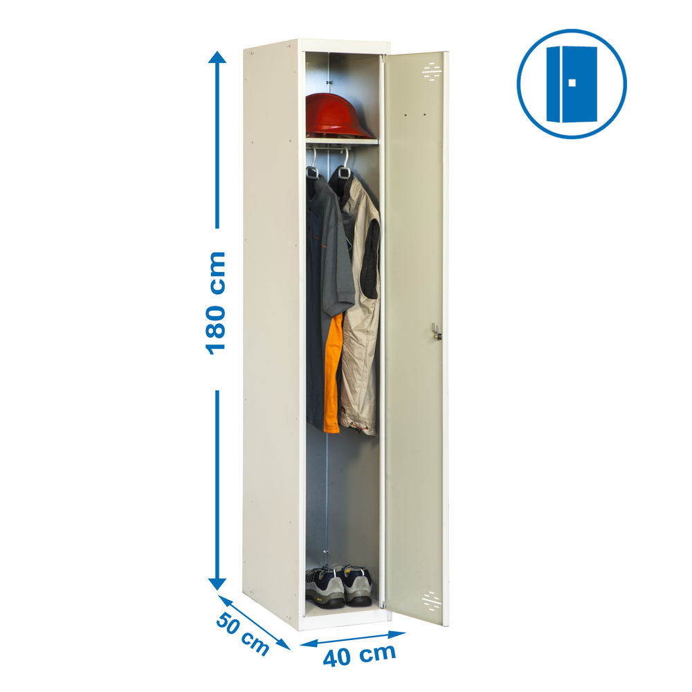 Vestiaire métallique monté 1800x400x500 - 1 niveau Gris - SIMON RACK - 8435104934999