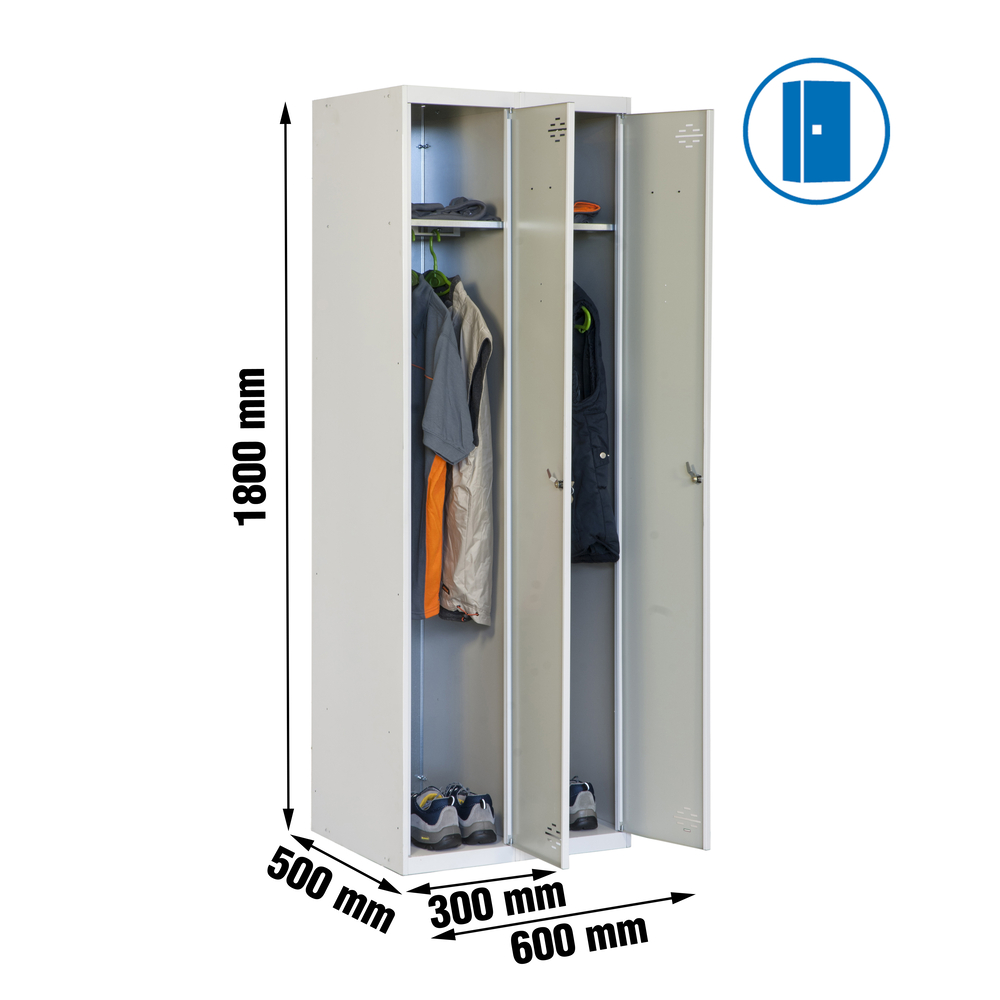 Vestiaire métallique monté 1800x600x500 - 1 niveau Gris - SIMON RACK - 8435104935002