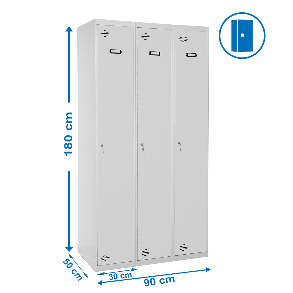 Vestiaire métallique monté 1800x900x500 - 1 niveau Gris - SIMON RACK - 8435104935026