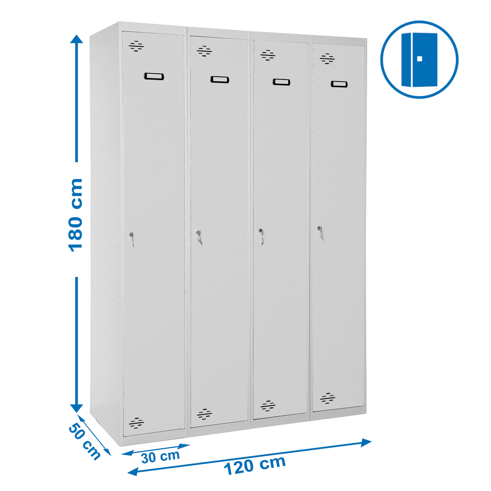 Vestiaire métallique monté 1800x1200x500 - 1 niveau Gris - SIMON RACK - 8435104935040