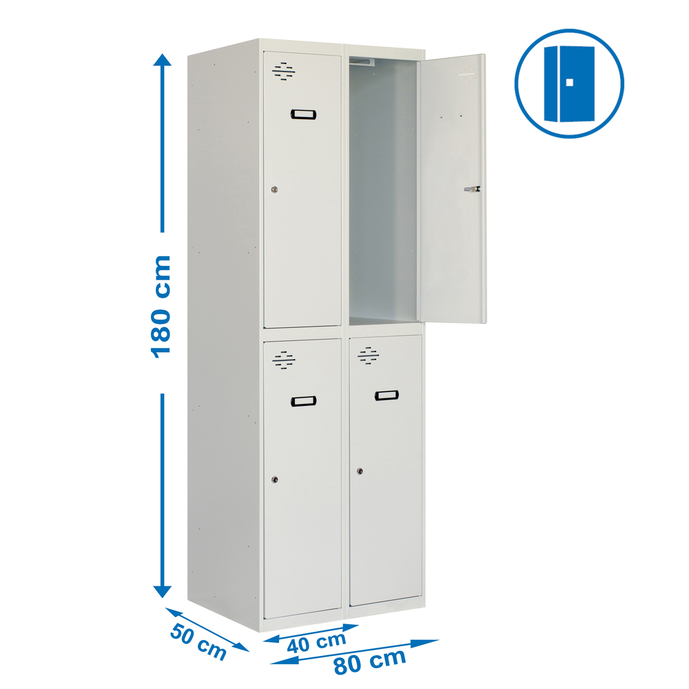 Vestiaire métallique monté 1800x800x500 - Gris - SIMON RACK - 8435104935088