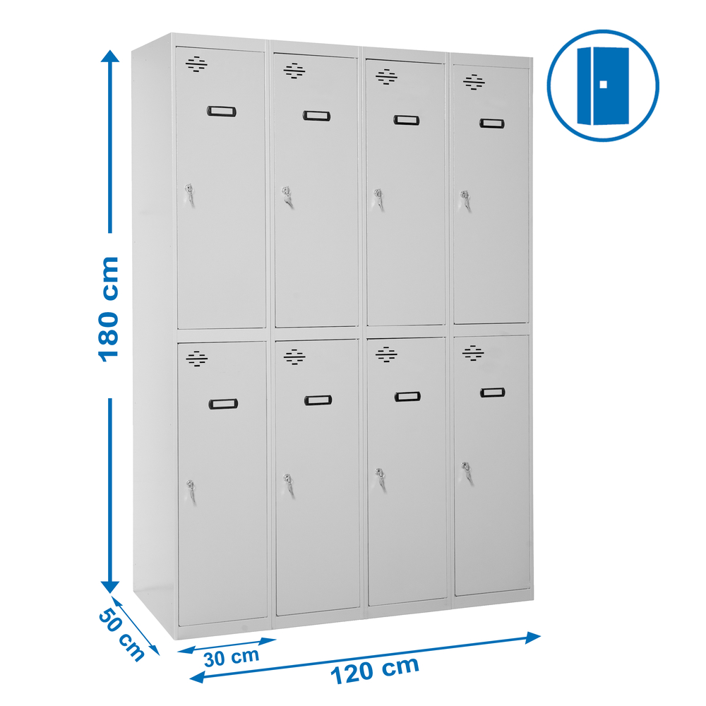 Vestiaire métallique monté 1800x1200x500 - Gris - SIMON RACK - 8435104935118