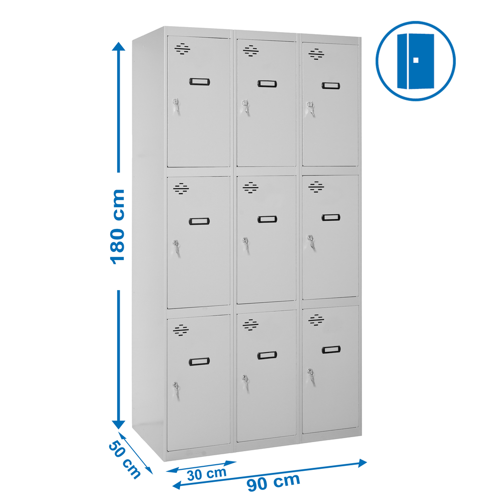 Vestiaire métallique monté 1800x900x500 - Gris - SIMON RACK - 8435104935163