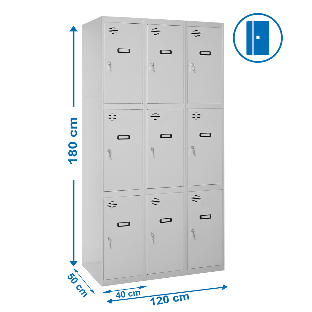 Vestiaire métallique monté 1800x1200x500 - Gris - SIMON RACK - 8435104935170