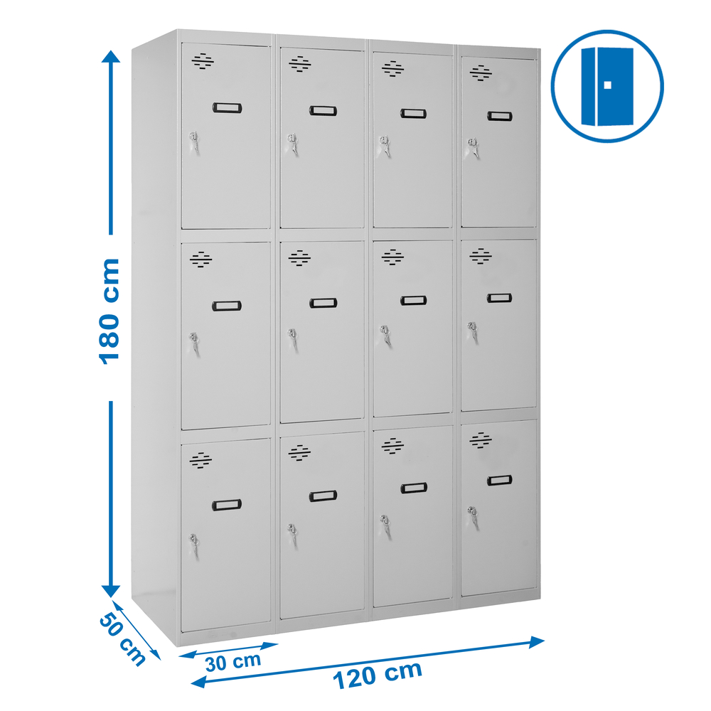 Vestiaire métallique monté 1800x1200x500 - Gris - SIMON RACK - 8435104935187