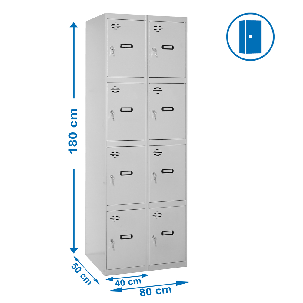 Vestiaire métallique monté 1800x800x500 - Gris - SIMON RACK - 8435104935224