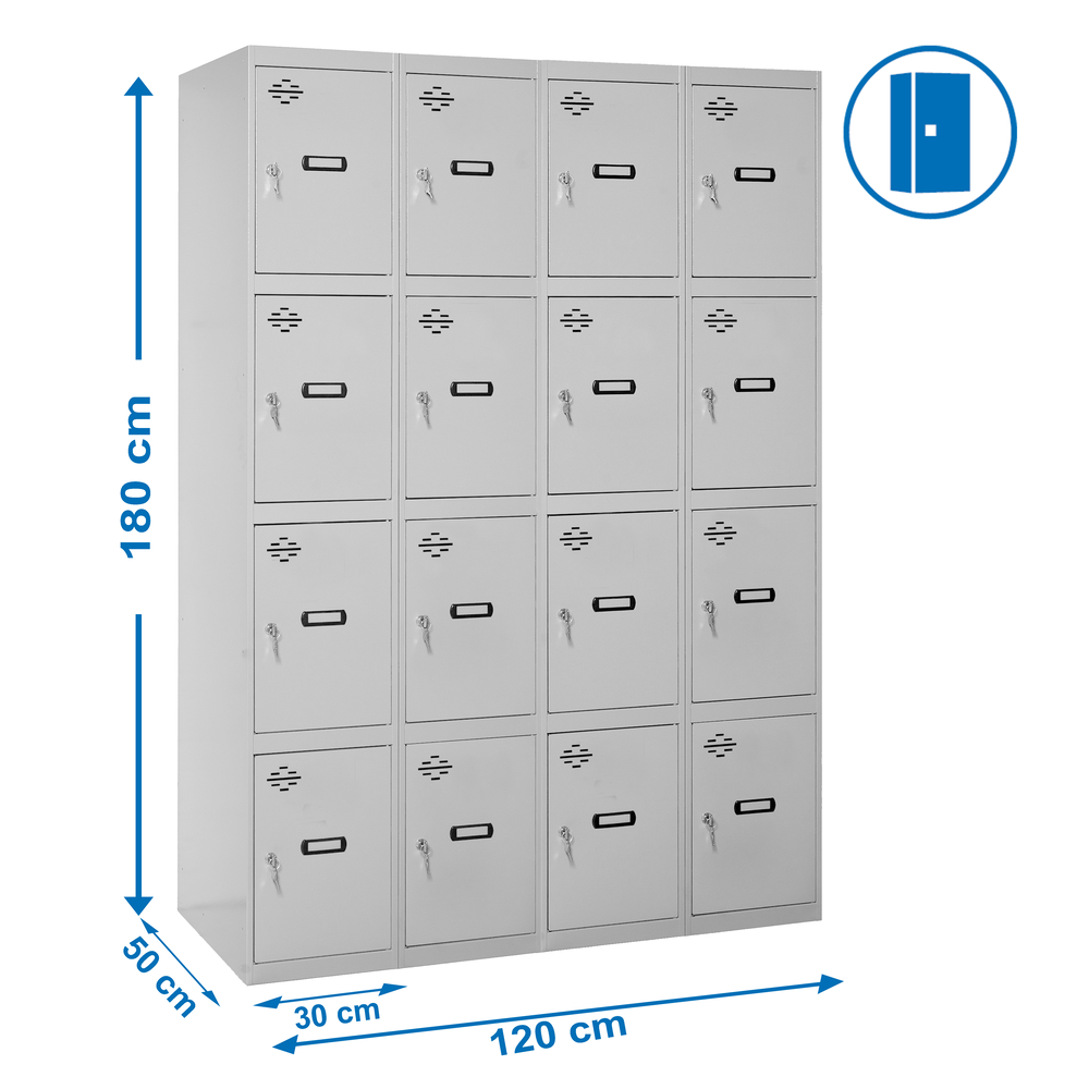 Vestiaire métallique monté 1800x1200x500 - Gris - SIMON RACK - 8435104935255