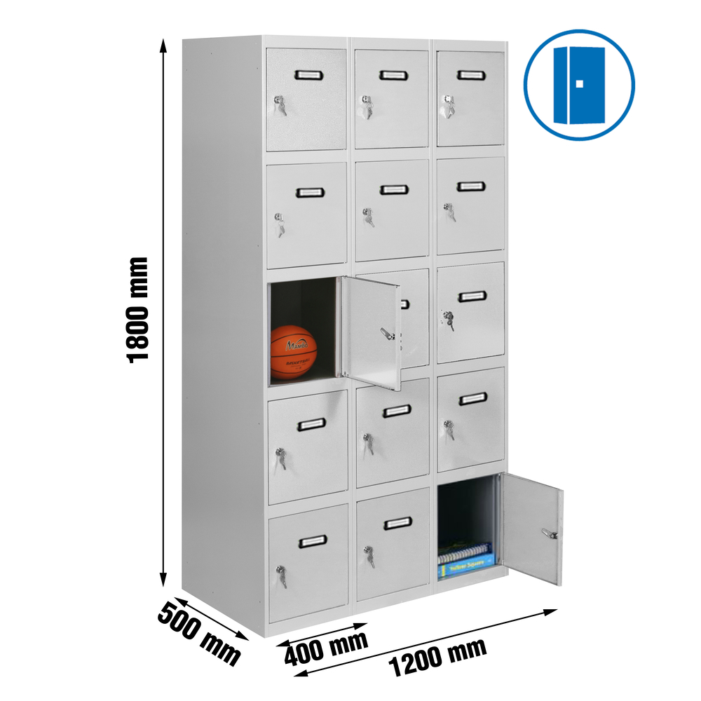 Vestiaire métallique monté 1800x1200x500 - Gris - SIMON RACK - 8435104935316