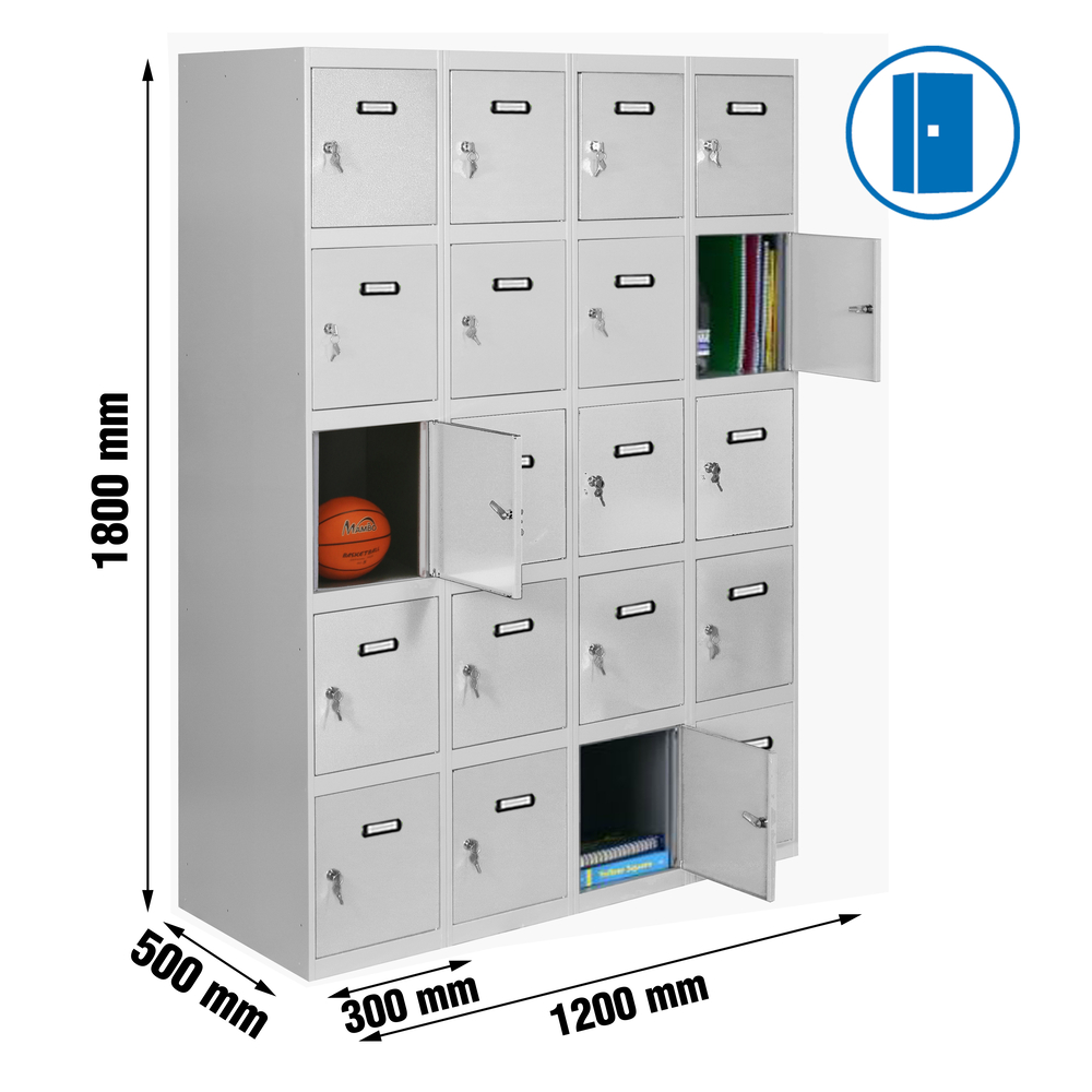 Vestiaire métallique monté 1800x1200x500 - Gris - SIMON RACK - 8435104935323