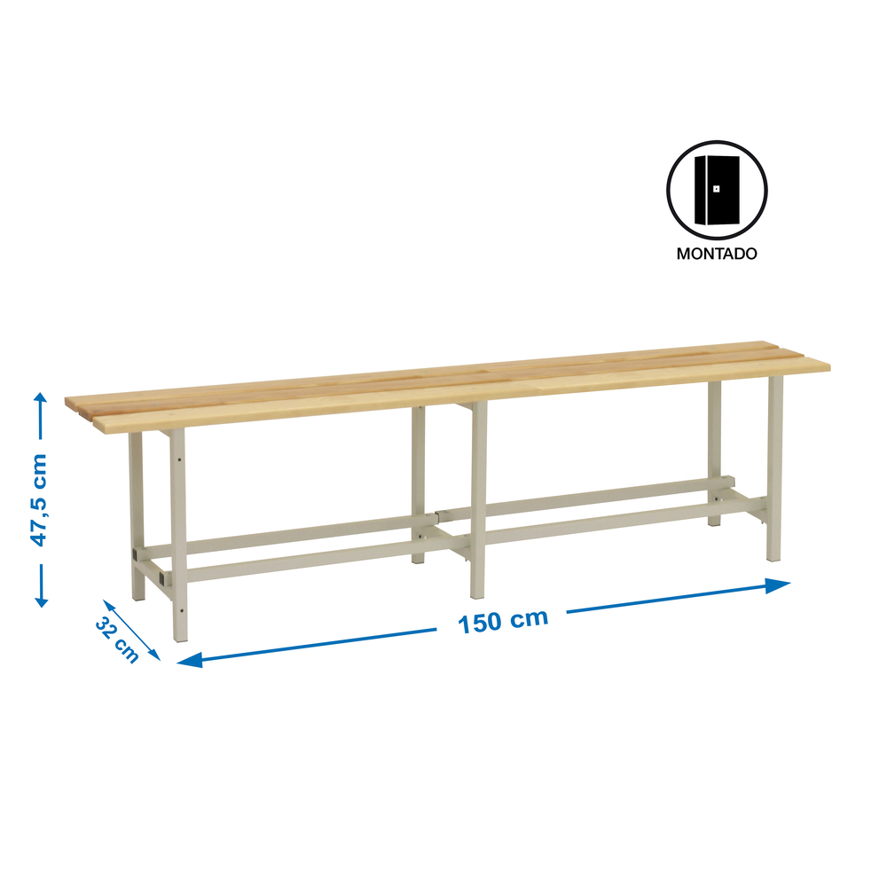 Banc de vestiaire 475x1500x320 - Bois - SIMON RACK - 8435104935415