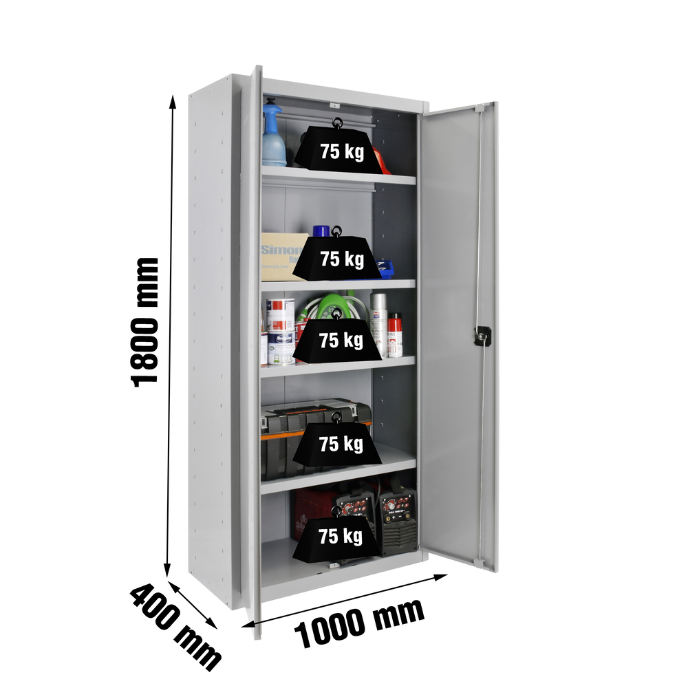 Vestiaire métallique monté 1800x1000x400 - 4 niveaux Gris - SIMON RACK - 8435104935644