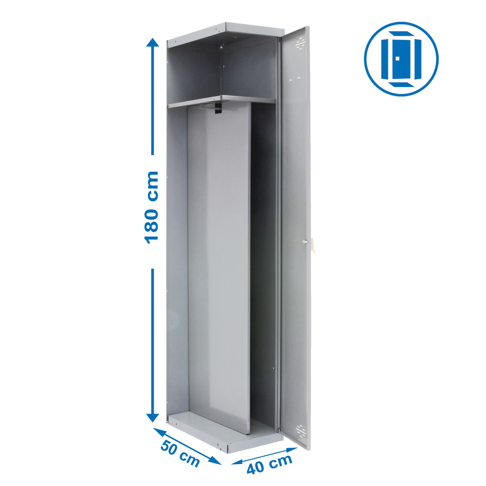 Vestiaire métallique 1800x400x500 - 1 niveau Gris - SIMON RACK - 8435104936283