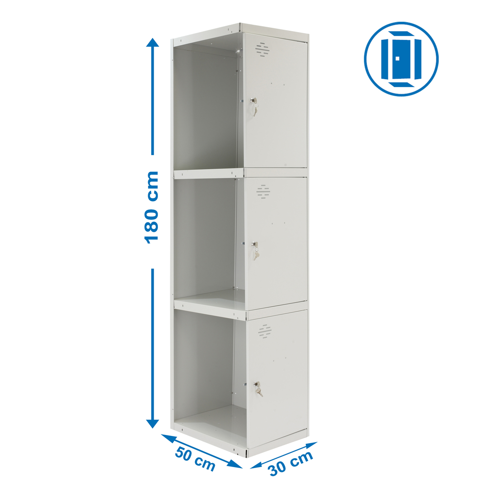 Vestiaire métallique 1800x300x500 - Gris - SIMON RACK - 8435104936306