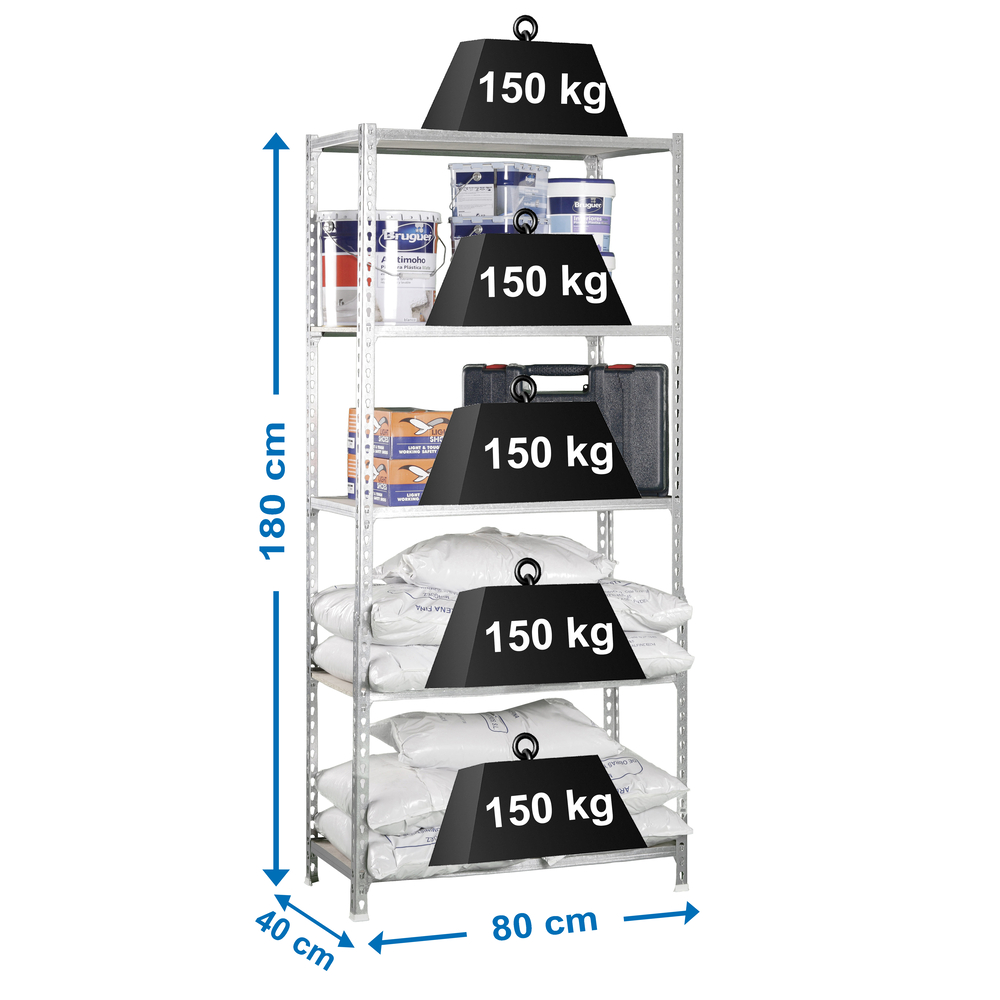 Rayonnage bois-métal léger sans vis 1800x800x400 - 5 niveaux Bois - SIMON RACK - 8435104937303