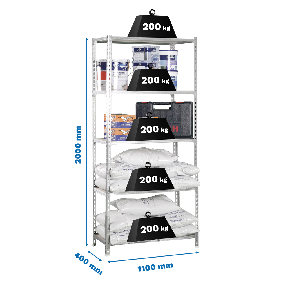 Rayonnage bois-métal léger sans vis 2000x1100x400 - 5 niveaux Bois - SIMON RACK - 8435104937341